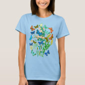 Vlinders en wilde bloemen Botanisch T-shirt (Voorkant)