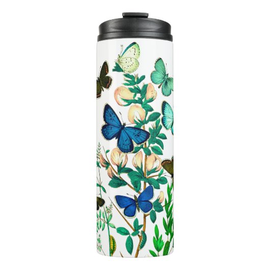 Vlinders en wilde bloemen Botanisch Thermosbeker (Voorkant)