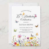 Vlinders en wilde bloemen Elegante 75e verjaardag Kaart (Voorkant)