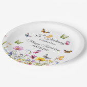 Vlinders en wilde bloemen Elegante 75e verjaardag Papieren Bordje (Gekanteld)