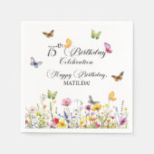 Vlinders en wilde bloemen Elegante 75e verjaardag Servet (Voorkant)