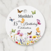Vlinders en wilde bloemen Elegante 85ste verjaarda Bedankjes Labels (Voorkant)