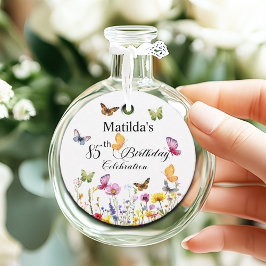 Vlinders en wilde bloemen Elegante 85ste verjaarda Bedankjes Labels