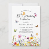 Vlinders en wilde bloemen Elegante 85ste verjaarda Kaart (Voorkant)