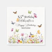 Vlinders en wilde bloemen Elegante 85ste verjaarda Servet (Voorkant)