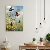 Vlinders en wilde bloemen poster
