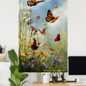 Vlinders en wilde bloemen poster (Thuiskantoor)