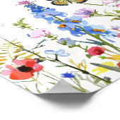 Vlinders en wilde bloemen repetitie diner poster (Hoek)