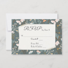 Vlinders en Wilde Bloemen voor Huwelijksreactie RSVP Kaartje