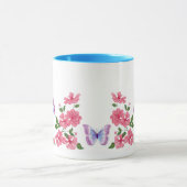 Vlinders en wilde roze rozen mok (Midden)