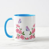 Vlinders en wilde roze rozen mok (Links)