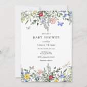 Vlinders en Wildflower Baby shower Kaart (Voorkant)