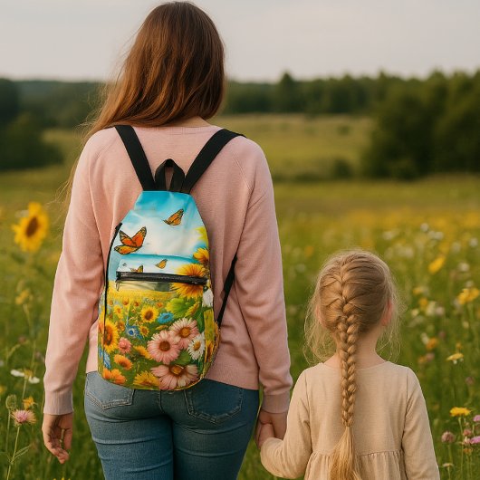 Vlinders en Zonnebloem Bloemen Sling Bag
