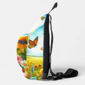 Vlinders en Zonnebloem Bloemen Sling Bag (Rechts)