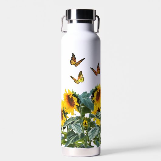 Vlinders en zonnebloemen waterfles (Voorkant)