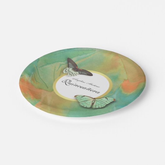 Vlinders en zuidwestelijke kleuren Quinceanera Papieren Bordje (Gekanteld)