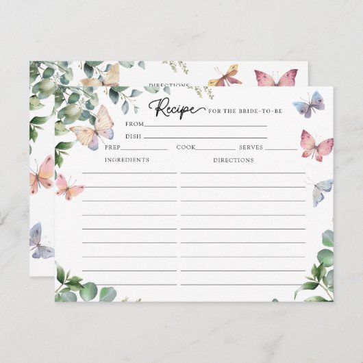 Vlinders Eucalyptus Bruiloft Recept Kaarten  (Voorkant / Achterkant)