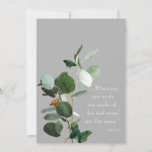 Vlinders & Eucalyptus | Grijze Bruiloft Kaart (Achterkant)