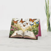 Vlinders exploderen uit open boek kaart (Voorkant)