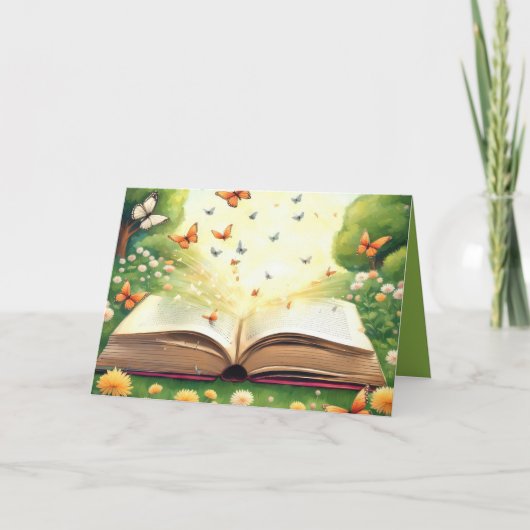 Vlinders exploderen uit open boek kaart (Voorkant)