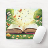 Vlinders exploderen uit open boek muismat (Met muis)