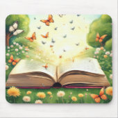 Vlinders exploderen uit open boek muismat (Voorkant)
