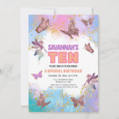 Vlinders Fee Goud Glitter 10e Verjaardagsfeestje Kaart (Voorkant)