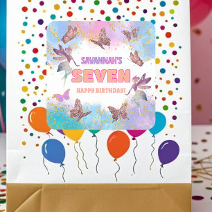 Vlinders Fee Goud Glitter 7e Verjaardagsfeestje Vierkante Sticker