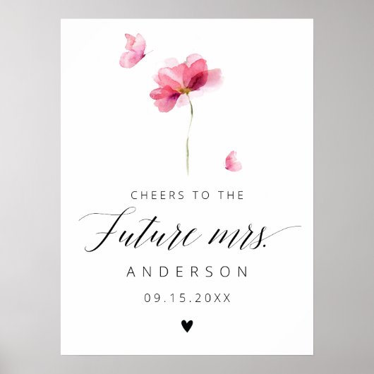 Vlinders Floral Waterverf Vrijgezellenfeest Poster (Voorkant)