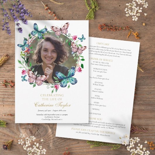 Vlinders Foto Begrafenis Orde van Service Programmakaart