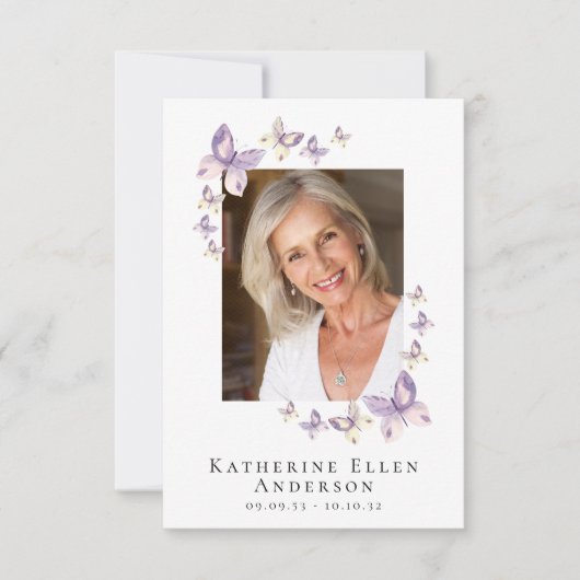 Vlinders Foto Funeral Memorial Gebedskaart Kaart (Voorkant)