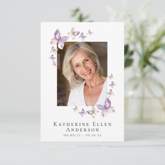 Vlinders Foto Funeral Memorial Gebedskaart Kaart (Staand voorkant)