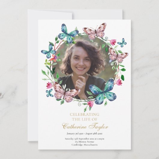 Vlinders Foto Funeral Order Of Service Programma (Voorkant)