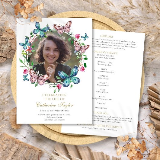 Vlinders Foto Funeral Order Of Service Programma