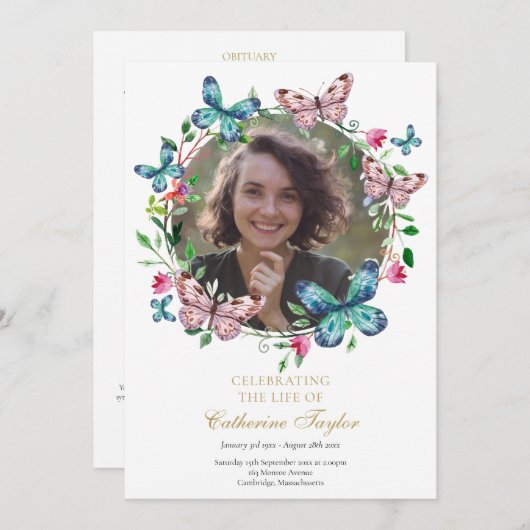 Vlinders Foto Uitvaart Orde van Service Programma (Voorkant / Achterkant)