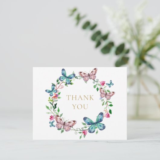 Vlinders Funeral Viering Van Het Leven Bedankkaart (Staand voorkant)