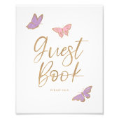  Vlinders Gastenboek Baby shower Sign Foto Afdruk (Voorkant)
