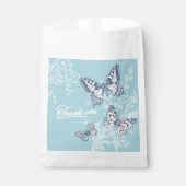 Vlinders geïnkt lichtblauw dank u bruiloft bedankzakje (Voorkant)