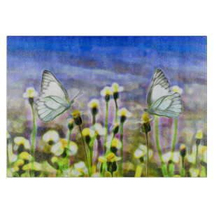 Vlinders Gele Lente Bloem Mooie Dag Kunst Snijplank