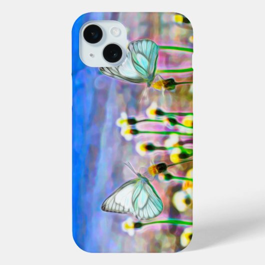 Vlinders Gele Lente Bloemen Blauwe Hemel Case-Mate iPhone Case (Achterkant)