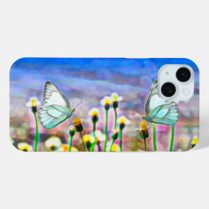 Vlinders Gele Lente Bloemen Blauwe Hemel iPhone 15 Mini Hoesje