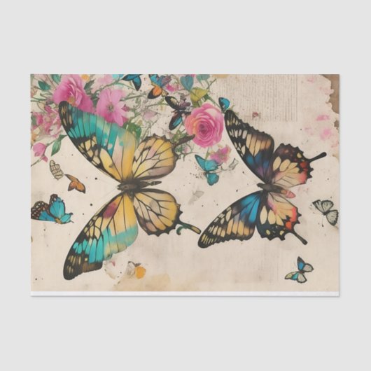 Vlinders Gemengde Media Collage Ephemera Decoupage Tissuepapier (Voorkant)