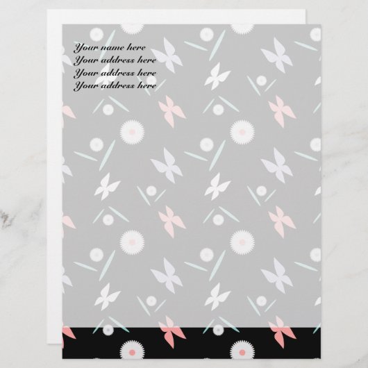 Vlinders gepersonaliseerde briefhoofd (Voorkant / Achterkant)