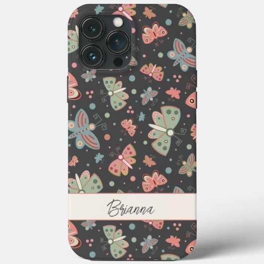 vlinders Gepersonaliseerde naam Inspirivity Case-Mate iPhone Case (Achterkant)
