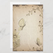 Vlinders gerimpeld Antiek briefpapier (Voorkant / Achterkant)