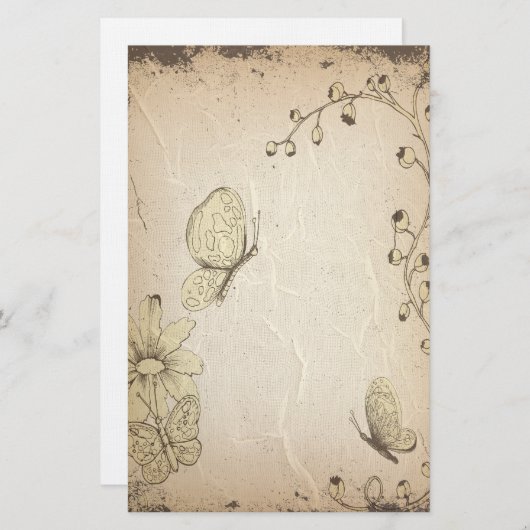 Vlinders gerimpeld Antiek briefpapier (Voorkant / Achterkant)