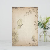 Vlinders gerimpeld Antiek briefpapier (Staand voorkant)
