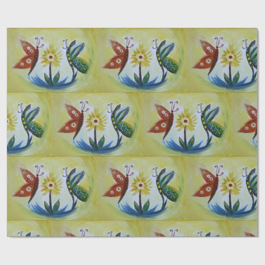 Vlinders Glanzend inpakpapier, 30 in x 6 ft Cadeaupapier (Vlak)