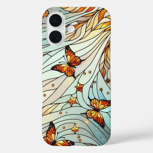 Vlinders Glas-in-lood Patroon Case-Mate iPhone Case (Achterkant)