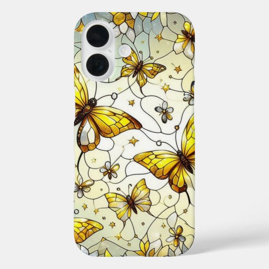 Vlinders Glas-in-lood Patroon  Case-Mate iPhone Case (Achterkant)